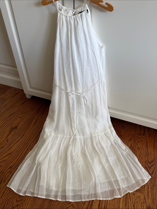 Banana Republic Dresses & Skirts - Banana Republic crisp White Ramie linen lined Halter Maxi Dress Waist XS NWOT